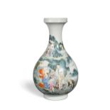 A Chinese porcelain Eight Immortals vase, signed Xiezho Zhuren zao, mid 20th century,