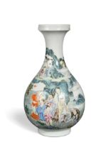A Chinese porcelain Eight Immortals vase, signed Xiezho Zhuren zao, mid 20th century,