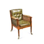 A Regency mahogany bergere library armchair,