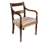 A Regency Cuban mahogany desk chair,