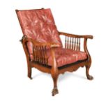 A mahogany reclining armchair, 19th century,