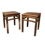 A pair of Chinese hardwood square tables, early 20th century,