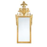 A carved giltwood wall mirror, 19th century,