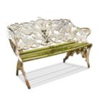 A Coalbrookdale style white painted cast iron garden bench, late 19th century,