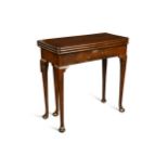 A George II mahogany triple fold-over card/ tea table,