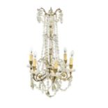 A six branch ceiling chandelier, 20th century,