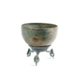 A Khmer Bronze tripod bowl on stand, Bayon Period circa 13th century,