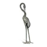 A cast bronze model of a crane, 20th century,