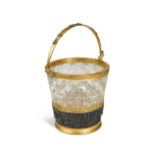 A bronze and gilt bronze mounted cut glass ice pail, 19th century,