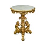 A French marble topped giltwood centre table, 19th century,