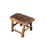 A Chinese elm provincial small stool, late Qing Dynasty,