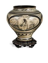 A Chinese Cizhou ware wine jar (Guan), Yuan Dynasty (1279-1368),