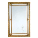 A sectional gilt framed wall mirror, 19th century,