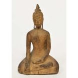 A Thai carved wood seated Buddha, Sukothai, early 19th century,