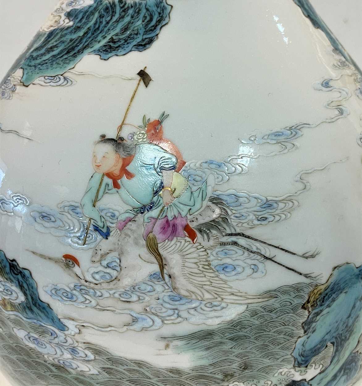 A Chinese porcelain Eight Immortals vase, signed Xiezho Zhuren zao, mid 20th century, - Image 9 of 22