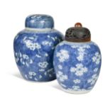 A Chinese blue and white export porcelain ginger jar and cover, Qing Dynasty 18th century,