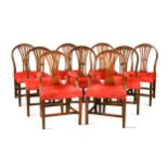 A set of twelve George III and later mahogany dining chairs,