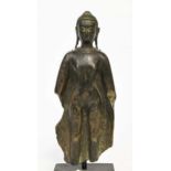 A Khmer bronze standing Buddha, early Angkor style,