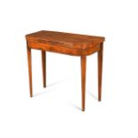 A George III mahogany and satinwood strung card table,