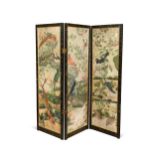 A three-panel painted folding screen, late 19th century,