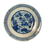 A Chinese blue and white porcelain shallow dish, Qing Dynasty, circa 1880,