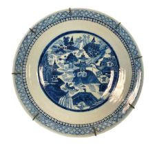 A Chinese blue and white porcelain shallow dish, Qing Dynasty, circa 1880,