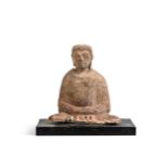 A Gandharan terracotta seated Bodhissatva, 3rd-5th century,