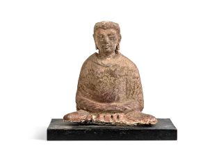 A Gandharan terracotta seated Bodhissatva, 3rd-5th century,