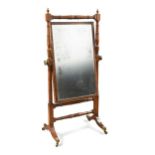 A mahogany cheval mirror, early 19th century,