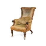 A William IV mahogany leather upholstered library chair,