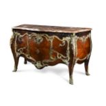 A Louis XV style gilt mounted marquetry commode, early 20th century,