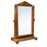 A rosewood cheval mirror, early 19th century,