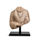 A Chinese white marble fragmentary bust of a Buddhist deity, Wei style,