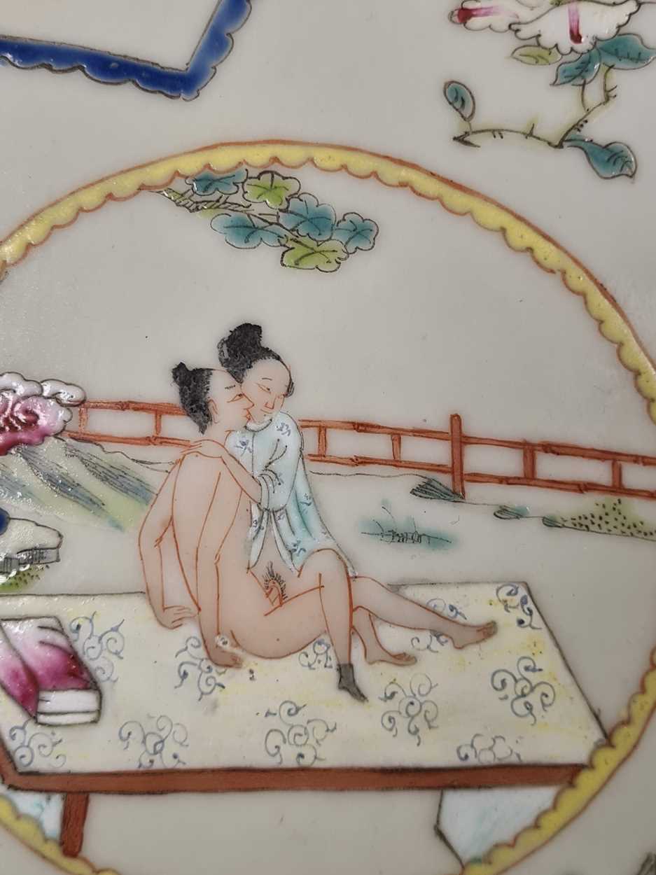 A Chinese porcelain erotic subject plaque, mid 20th century, - Image 13 of 13