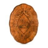 A marquetry inlaid walnut tray, probably Italian 19th century,