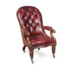 George IV mahogany library armchair,