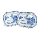 A pair of Chinese blue and white export porcelain small meat plates, Qianlong, circa 1750-60,