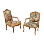 A Louis XV beech frame fauteuil,