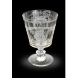 A Sunderland Bridge small glass rummer,