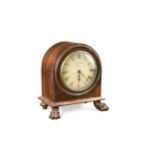 A mahogany dome top mantel timepiece, 19th century,