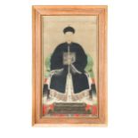 A late Qing Dynasty Chinese ancestor portrait of a male court official,