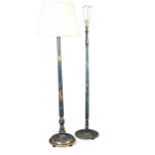 Two similar chinoiserie blue and gilt standard lamps, 20th century,