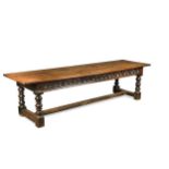 An oak refectory table, late 17th century,