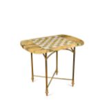 A marble top brass games table, 20th century,