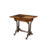 A Victorian marquetry rosewood games table,
