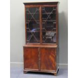 A 20th century mahogany glazed bookcase, 198 x 94 x 50cm