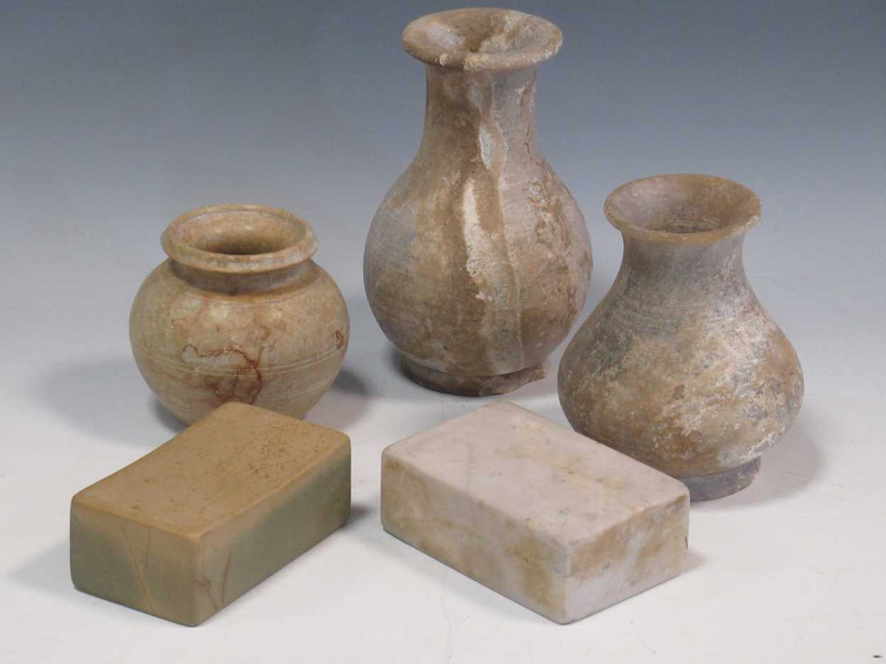 Three Chinese stone "pale" vases,