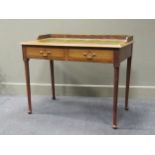 A late Victorian mahogany writing table with pierced gallery, 78 x 99 x 56cm