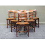 A set of six line inlaid mahogany bar back kitchen chairs with dished seats (6)