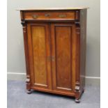 A mahogany side cabinet, the moulded rectangular top over a single long drawer above a pair of